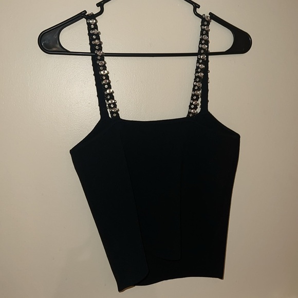 House of Harlow 1960 Black Beaded Strap Tank Top - Picture 6 of 6